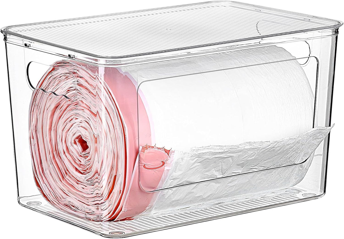 Vtopmart 1 Pack Clear Trash Bag Holder, Stackable Garbage Bag Dispenser