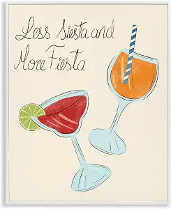 Fiesta Drinks Kitchen Party Phrase, 16 x 20 Inch Framed Gicle Print