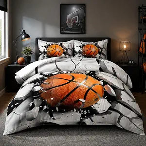 Raphus cucullatus Basketball Comforter for boyss Twin,Basketball Bedding for Boys Room,Boys Sports Comforter Twin Size,Football Bedroom Decor Twin Quilt Bedding Brown