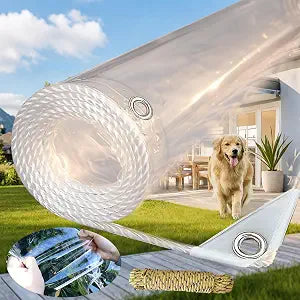6'x8.2' Clear Tarps Heavy Duty Waterproof 14mil Thicken Transparent Waterproof Tarpaulin - Clear Vinyl Tarp with Grommets for Covering Garden Plant Camping Supplies