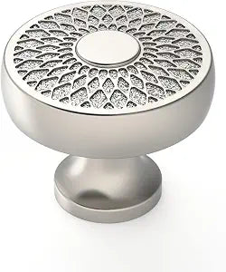 Amerdeco 10 Pack Heavy Duty Solid Zinc Alloy Brushed Satin Nickel Cabinet Knobs - 1.3" Hole Centers (32mm) Brushed Satin Nickel Pulls Suitable for Kitchen, Bathroom Drawers and Furniture Knobs