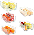 Refrigerator Organizer Bins 5 Pack Stackable Fridge Organizers with Handles Clear Freezer Storage Containers for Pantry, Cabinets,Shelves, Drawer - BPA-Free Plastic Kitchen Organizers