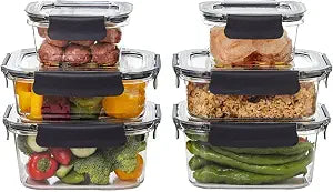 24/7 BAGS 6 Set Quad Lock Airtight Pantry Storage Containers, Leak Proof, BPA Free, (Herbs, Tea, Spices, Coffee, Sugar, and More) 3 Sizes, 2 sets each (No Heat)