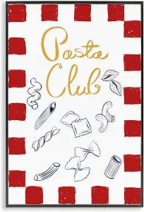 Pasta Club Noodle Types, 12 x 18 Inch Framed Gicle Print