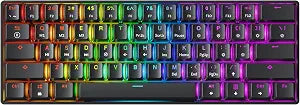 GK61 Mechanical Gaming Keyboard - 61 Keys Multi Color RGB Illuminated LED Backlit Wired Programmable for PC/Mac Gamer (Gateron Optical Black, Black)