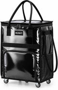 Reusable Grocery Bag on Wheels, Foldable Rolling Tote, 66LB,Black