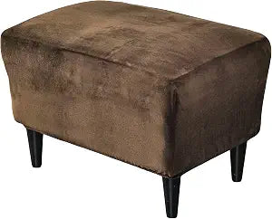 Stretch Ottoman Covers, Velvet Ottoman Slipcover Rectangle Storage Stool Cover Footstool Slipcover for Living Room Furniture Protector (Brown)