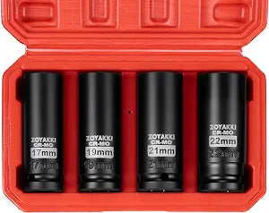 4 PC 1/2" Drive Deep Impact Socket Set(17-19-21-22mm) Metric 6 Point