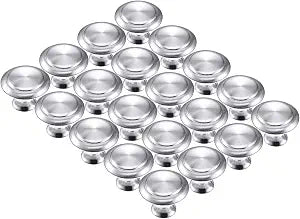 Bememo 30 Pack Cabinet Knobs, Round Silver Kitchen Drawer Knobs, 1.06 Inch