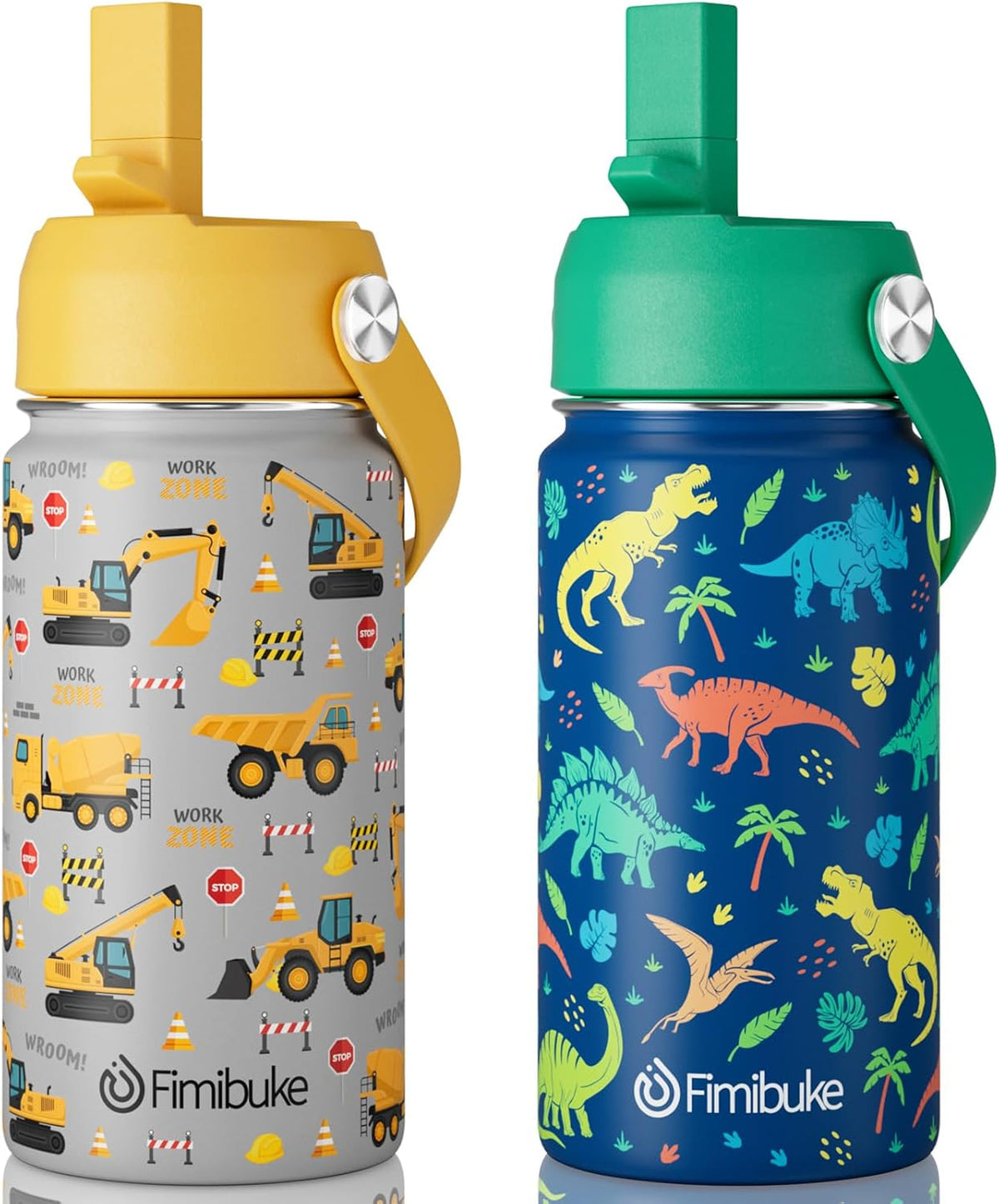 Fimibuke 14oz Kids Insulated Water Bottle, 18/8 Stainless Steel Kids Cups