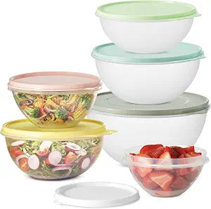 Food Storage Containers with Lids  6Pcs Mixing Bowls with Lids Set  Leakproof Easy Pull Airtight Food Container Bowl Set for Meal Prep, On The Go, Baking  Non-BPA Microwave Safe Plastic