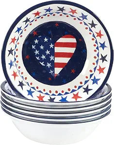 Certified International Stars & Stripes 22 oz. Melamine All Purpose Bowl, Set of 6