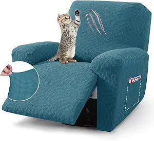 ZNSAYOTX 2026 Stretch Recliner Cover 3-Piece (24"-37") Super Soft Recliner Chair Covers with Big Pocket & Anti Slip Ties Stay in Place, Lazy Boy Reclining Slipcover Easy to Put on Off Washable, Teal