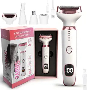 Electric Razors LED Display for Women Men, 2026 Wet/Dry Lady Electric Shaver,4 in 1 Cordless Hair Remover with IPX7 Waterproof,Smooth & Silky Portable Bikini Electric Grooming Set (Pink)