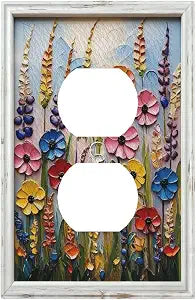 Decorative Art Light Switch Covers Vibrant Floral Field 1 Gang Single Duplex Outlet Wall Plate Switchplate Electrical Faceplate for Home Decor