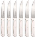 Astercook Steak Knives Set of 6 with Full Tang Handles, Elegant Cream White