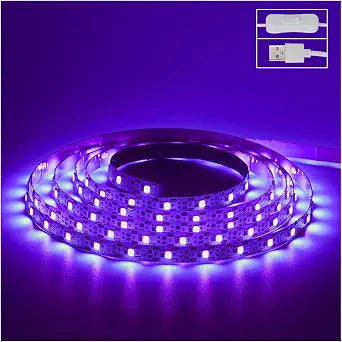 6.6ft Black Light LED Strips, 120 Lamp Beads, USB Cable 1.5m, DC5V 10W