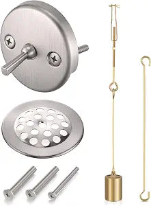 Enhon Tub Drain Linkage Assembly with Trip Lever & Cover, Satin Silver