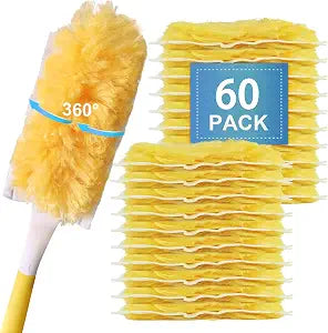 60PCS Heavy Duty Duster Refills for Swiffer, Multi-Surface 360 Disposable Dusters Kit for Cleaning Dusting Electronics Furniture Blind Ceiling Fan (Handle is Not Included)