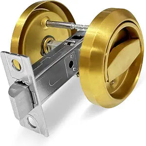 Round Recessed Door Lock, Stainless Steel 304 Hidden Recessed Cup Door Handle, Low Profile Door Knob for Privacy Pocket Door,Flat Door Knob, Gold