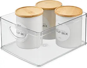 iDesign Plastic Stackable Kitchen Cabinet Storage Bin, Clear
