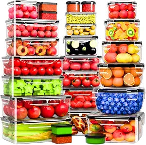 54 Pcs Food Storage Containers with Lids Airtight, (27 Containers &27 Lids) Reusable BPA-Free Plastic Food Containers for Kitchen Organization, Leak Proof Freezer/Microwave Safe Meal Prep Lunch Boxes
