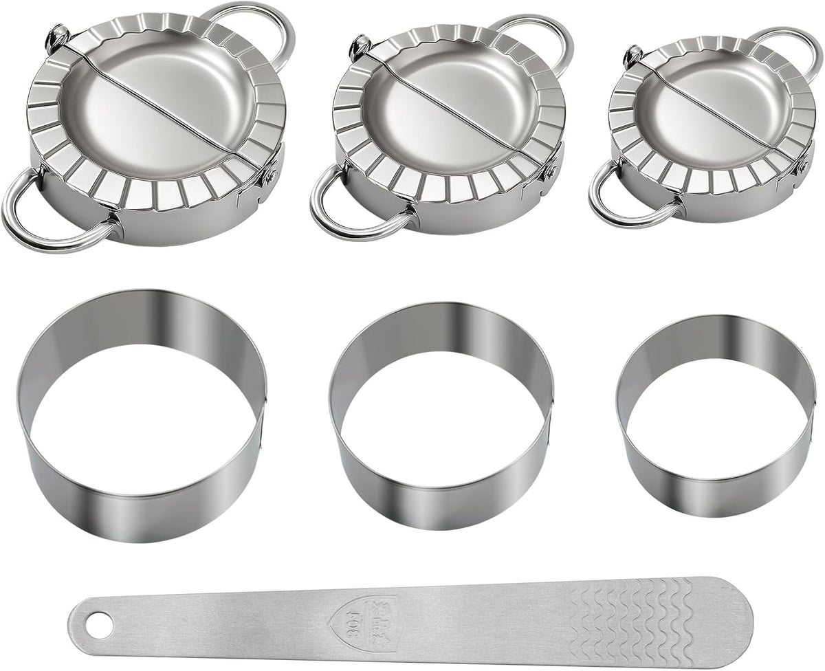 3-in-1 Stainless Steel Dumpling Maker Set - 3 Sizes with Cutters & Scoop