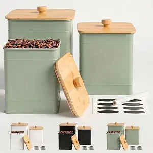 Kitchen Canisters for Countertop Set of 3 w/ Chalkboard Labels & Marker Pen