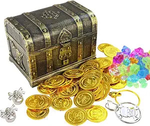 Pirate Treasure Chest Toys Kids Storage Box with Lock for Party Favors