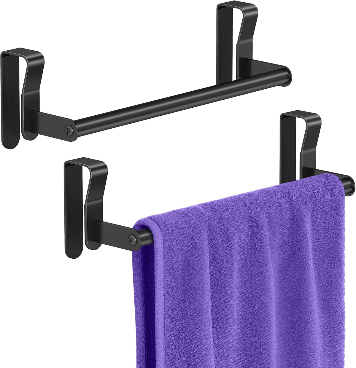 Jesginboo Over Cabinet Towel Holder, 2 Pack Cabinet Door Towel Bar, Black