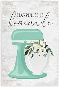 Handmade Kitchen Floral, 13 x 19 Inch Mounted Print on Wall Plaque
