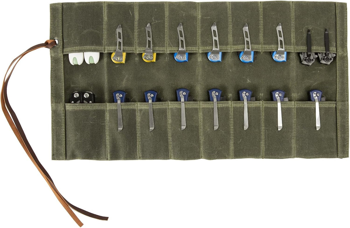 Pocket Knife Roll 16 Slots Folding Knife Storage for Outdoor Tactical EDC