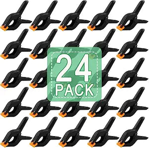 24 PCS 3.5" Heavy Duty Plastic Spring Clamps, Black Spring Clips for Backdrops, Craft Projects, Woodworking, Photography and Display Stands