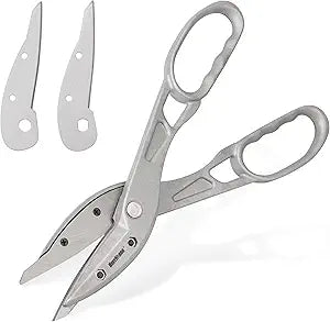 HURRICANE 12 Inch Aluminum Tin Snips, Straight Cut Metal Shears for Sheet Metal & Vinyl Siding with Replaceable Blades, Lightweight Tin Snips with Large Handles for HVAC DIY