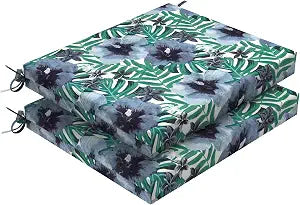 DYTXIII Set of 2 Outdoor Chair Cushions, Water Resistant 18.5"x16"x2" Square Seat Cushion for Patio Dining Chairs, High-Density Replacement Pads for Indoor Outdoor Furniture - Blue Salmone Tropical