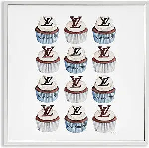 Blue Glam Cupcake Fashion, 17 x 17 Inch Framed Gicle Print