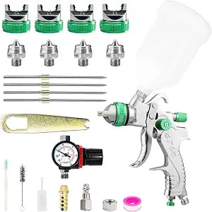 HVLP Spray Gun Kit with 1.4/1.7/2.0/2.5mm Nozzles, HVLP Air Spray Gun