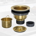 Kitchen Sink Drain 3-1/2 Inch,Kitchen Drain Assembly Kit with Removable Deep Sink Strainer Basket and Drain Sealing Stopper Lid Stainless Steel Sink Drain Strainer Brushed Gold