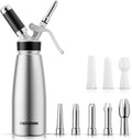 Whipped Cream Dispenser 500ml Aluminum with 8 Decorating Nozzles
