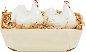 Mud Pie Farm Hen Salt And Pepper Basket; 2 3/4" x 2 1/2"