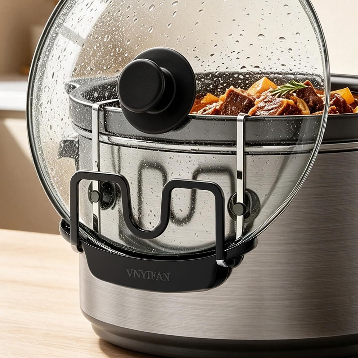 Slow Cooker Lid Holder with Extended Silicone Tray Fits Most Crockpot