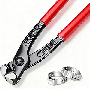 Ear Clamp Pliers 9 Inch Hose Clamp Crimping Tool Carbon Steel Pinch Clamp Pliers Install Remove Clamp Nail Puller Tool for repairing pipes, fuel lines