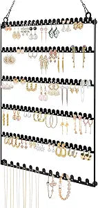 6 Tier Earring Holder Wall Mounted Hanging Earring Organizer Black