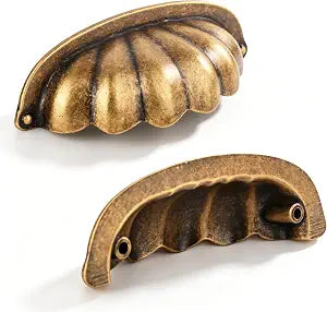 BOZWELL Antique Brass Cabinet Cup Pulls 3 Inch,6 Pack Zinc Alloy Hardware