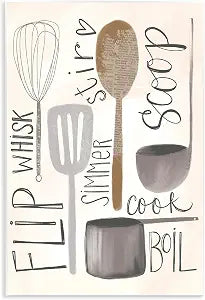 Kitchen Phrases and Utensils, 10 x 15 Inch Mounted Print on Wall Plaque