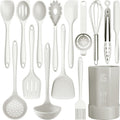 AOTHOD Silicone Cooking Utensils Set - 446 F Heat Resistant Silicone Kitchen Utensils,Spatula,Spoon, Kitchen Utensil Sets Gadgets Tools Set for Nonstick Cookware,Dishwasher Safe Bpa Free (Cream White)