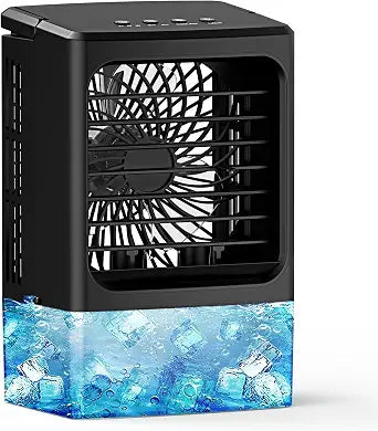 Mini Air Conditioner,Portable Air Conditioners,Evaporative Air Cooler Humidifier, 3 Speed Quiet Personal Cooling Fan, 7-Color LED Night Light, 4/8H Timer for Bedroom, Office, Camping, Room,Home