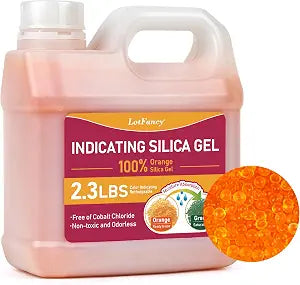 LotFancy 2.3 LBS Orange Indicating Silica Gel Beads Desiccants (Industry Standard 3-5 mm), Reusable Silica Beads for 3D Printer Filament AMS (Orange to Green)