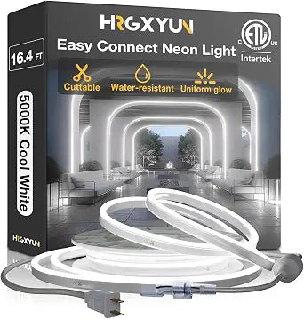 110V LED Rope Light, 16.4ft Waterproof Neon Strip, 5000K Cool White