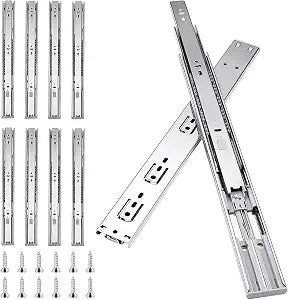 18 inch Drawer Slides 4 Pairs (8pcs) Soft Self Close Full Extension Ball Bearing Drawer Rails Side Mount Metal Dresser Runners for File Cabinet Trash Can Kitchen Wardrobe Glides 18" 100 LB Capacity